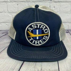 Vintage Hat Cap Snapback Astro Tires Trucker Mesh Space Ship - FOAM DEGRADING